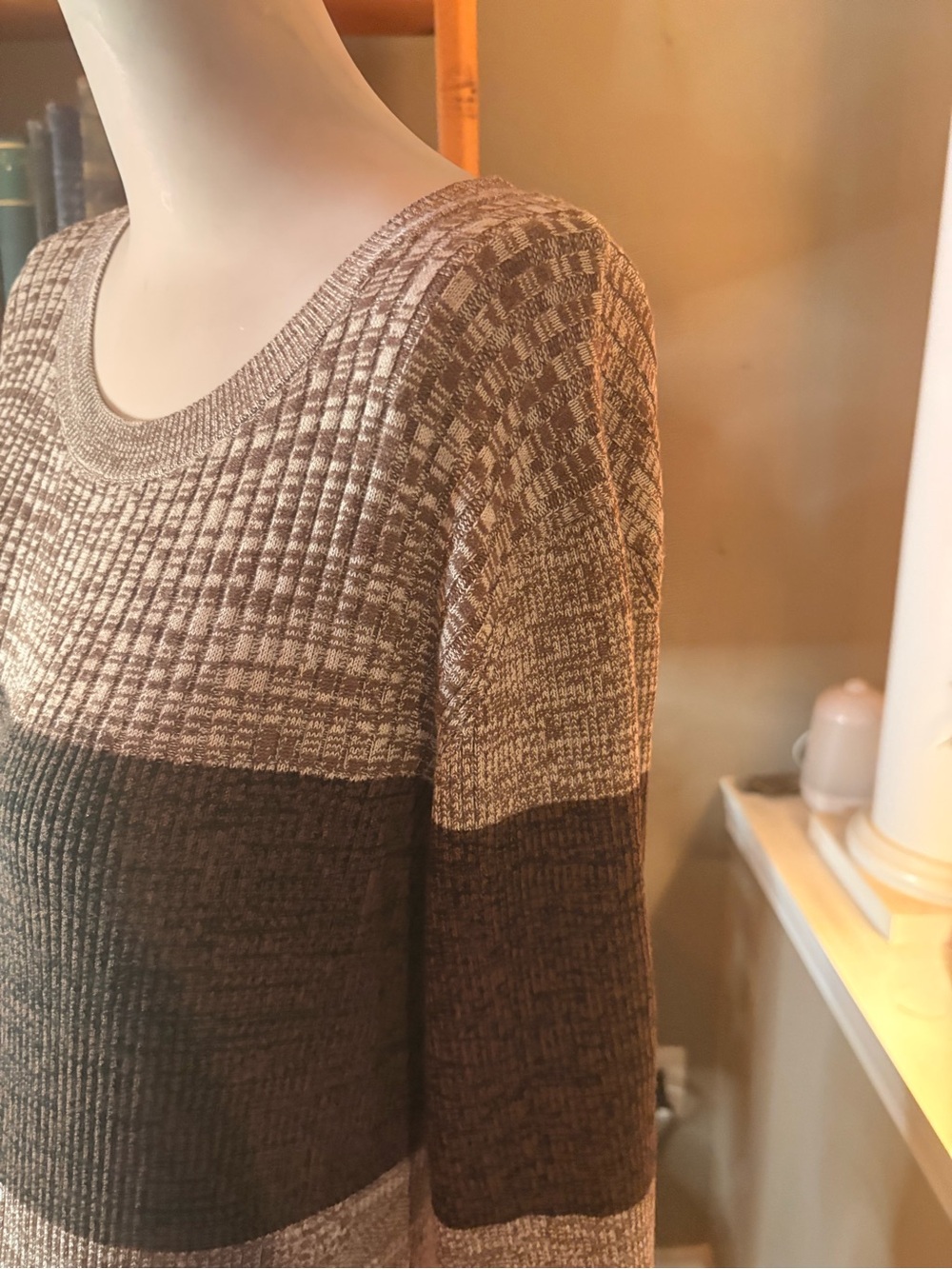 Treasure & Bond Brown and Cream Striped Knit Sweater Dress - Picture 6 of 7